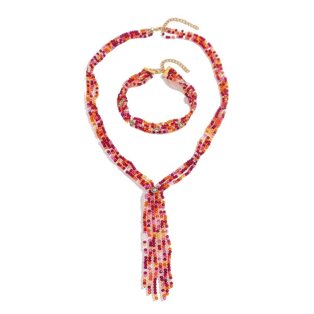 2 PCS Exaggerated Stacked Beads Necklace 2 Layers Women Collarbone Chain  Banquet