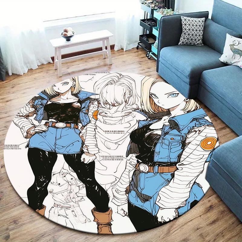 Son Goku Dywan Okrągły Dywanik do Salonu Sypialni Sofy Pokoju Zabaw Antypoślizgowa Mata Podłogowa