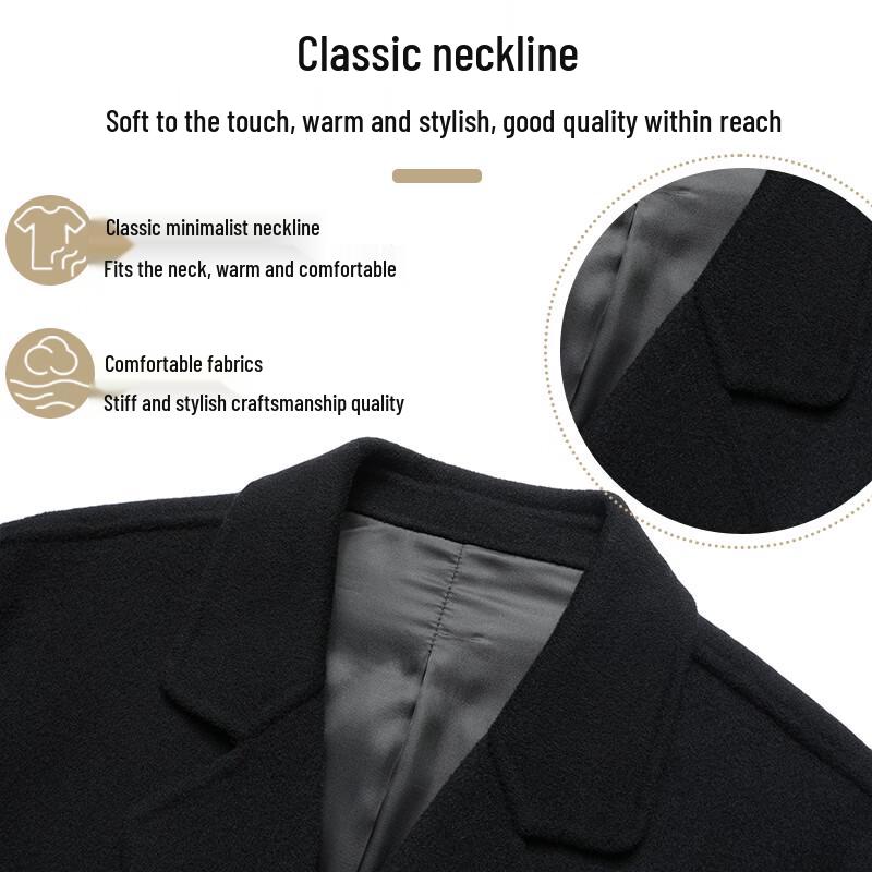 Shanshan Men's 100% Wool Double-Breasted Mid-Length Coat