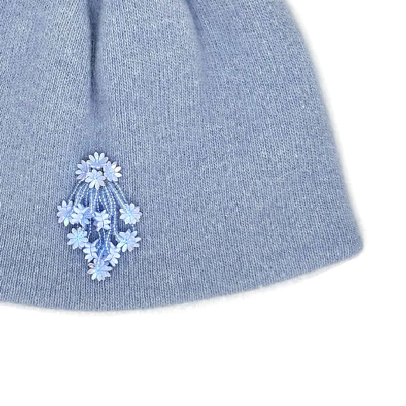 OTHER-worldly Drop Bead Angora Short Beanie [Blue]