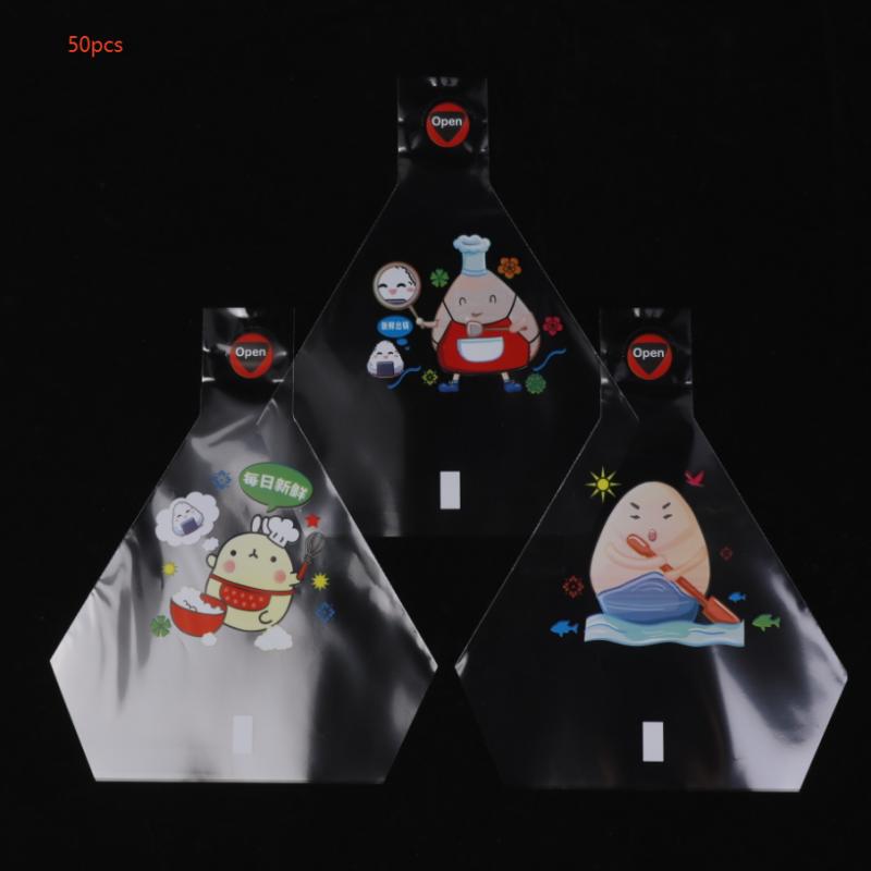 

50/100 шт. Милый мультяшный треугольный пакет для упаковки рисовых шариков, нори, морские водоросли, онигири, пакет для суши, инструменты для изготовления суши, аксессуары для бенто as the picture