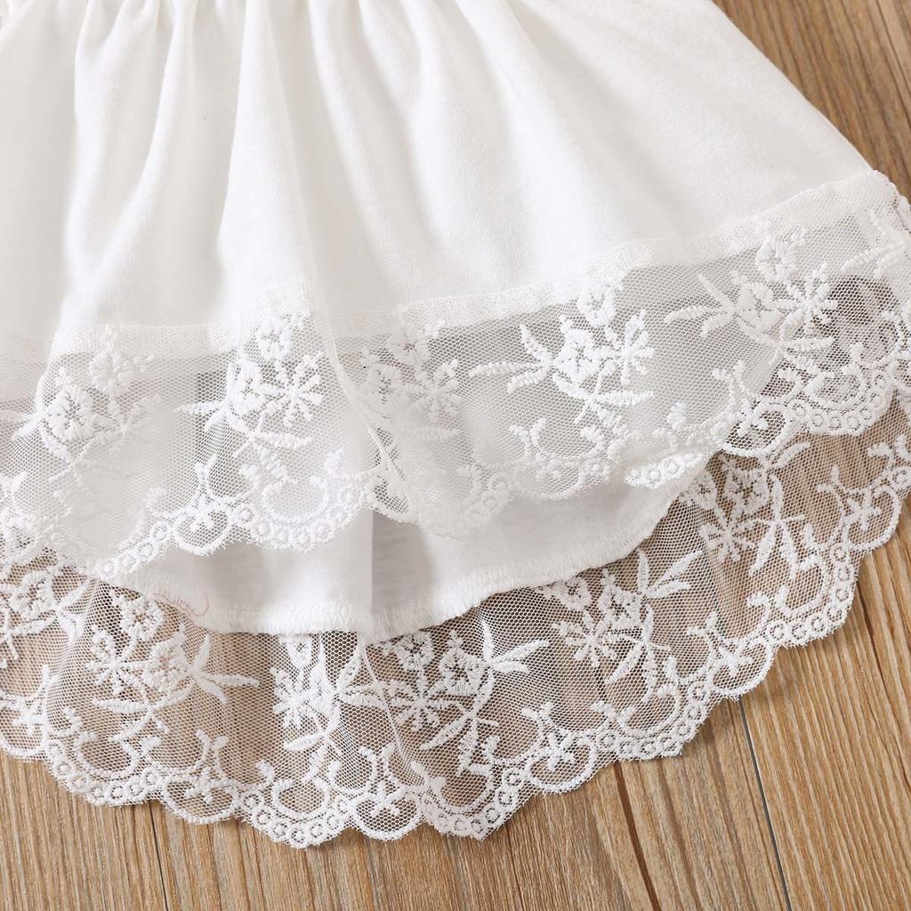 Baby Mädchen Bekleidungsset 0-2 Jahre Kurzarm Oberteile und Shorts Kleinkind Mädchen Spitze Patchwork Outfit Frühling Sommer Tägliche Kleidung für 0-24M