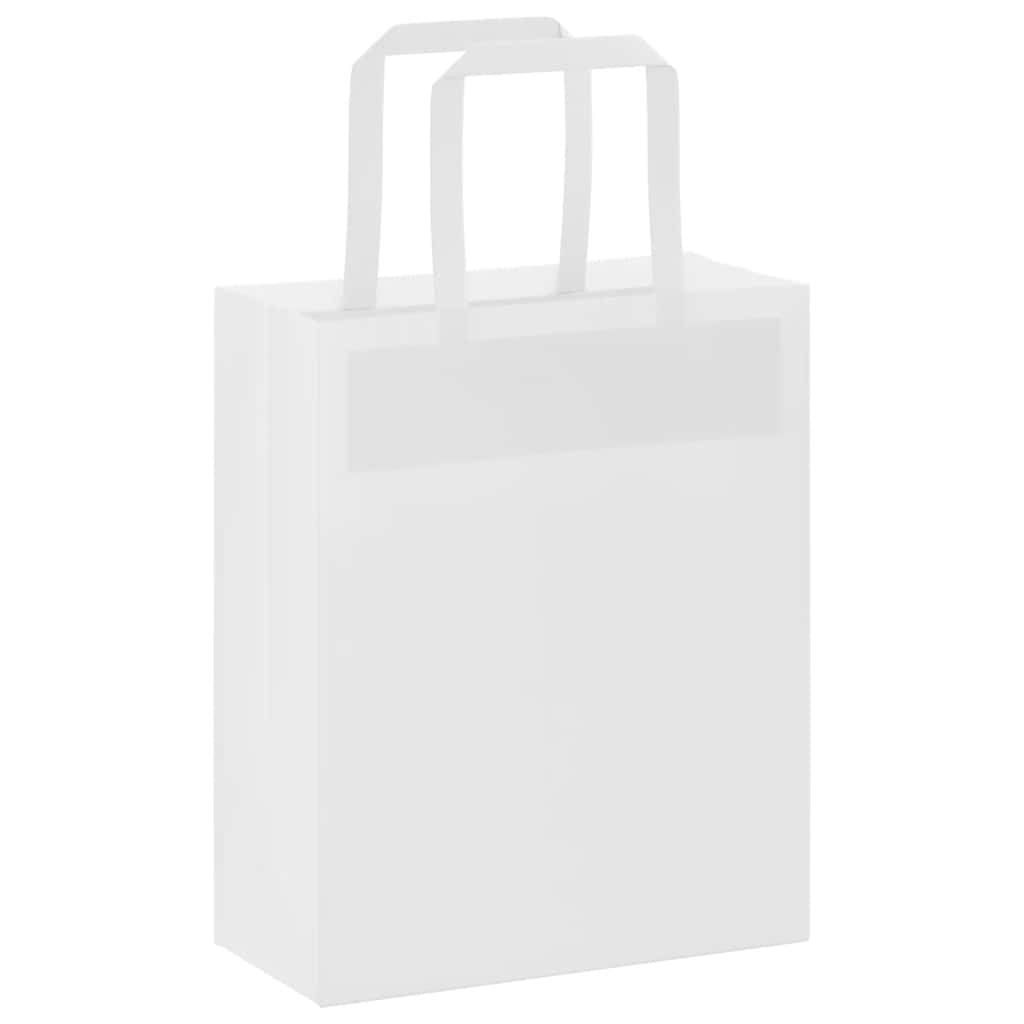 Paper Carrier Bags 250 Pcs with Handles White 18 X 8 X 22 Cm
