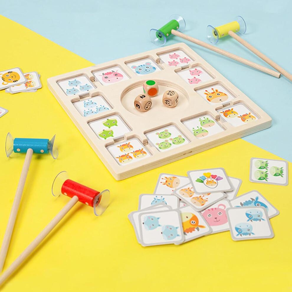 Wooden Log Toy  Learning Activity with 96 Cards, 3 Dice, Educational Toy for 4
