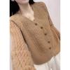Autumn and Winter New Knitted Cardigan Women's Coat Twist Design Sense Retro Versatile Short Irregular Sweater Trend