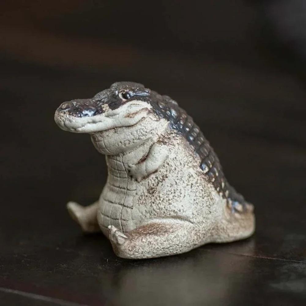 Mini Crocodile Tea Pet Handmade Crocodile Statue  Tea Ceremony Tea Play Home Boutique