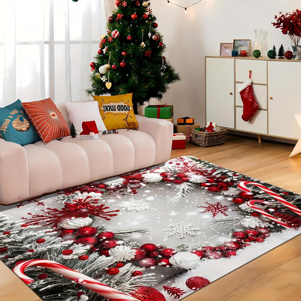 Christmas Rug Festive Carpet For Live Room Large Area Rug Bedroom Rug Soft Doormat Welcome Mat Home Decoration