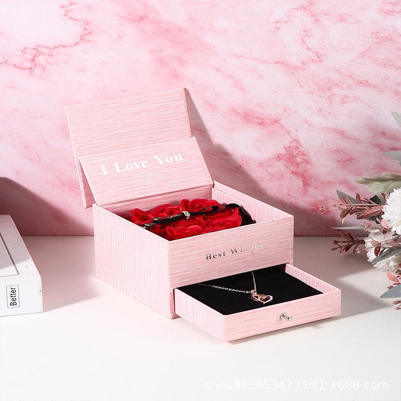 

Подарочная коробка с мыльным цветком для ожерелья: Идеально подходит для упаковки подарков на День учителя, День святого Валентина или свадьбу. розовый