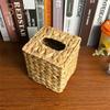 Taschentuchbox-Bezug, Taschentuchbox-Halter aus Wasserhyazinthe, Web-Taschentuchbezug für Wohnzimmer, Toilettentisch, Badezimmer, quadratisch