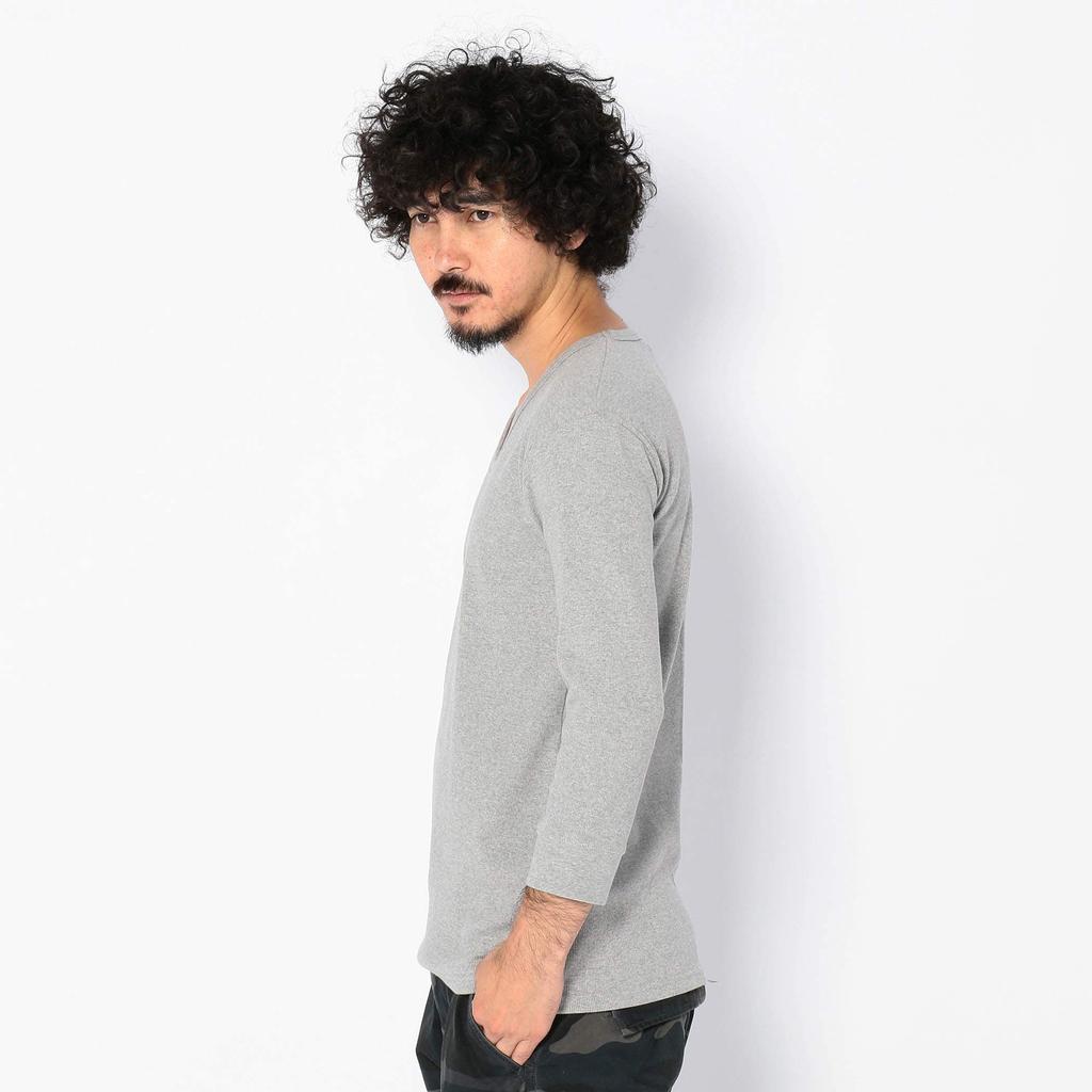 AVIREX Daily Rib Quarter Sleeve Sleeve Size 019 Charcoal T-Shirt, 3/4 (Antibacterial, Anti-odor), Men's Medium, 6143509,