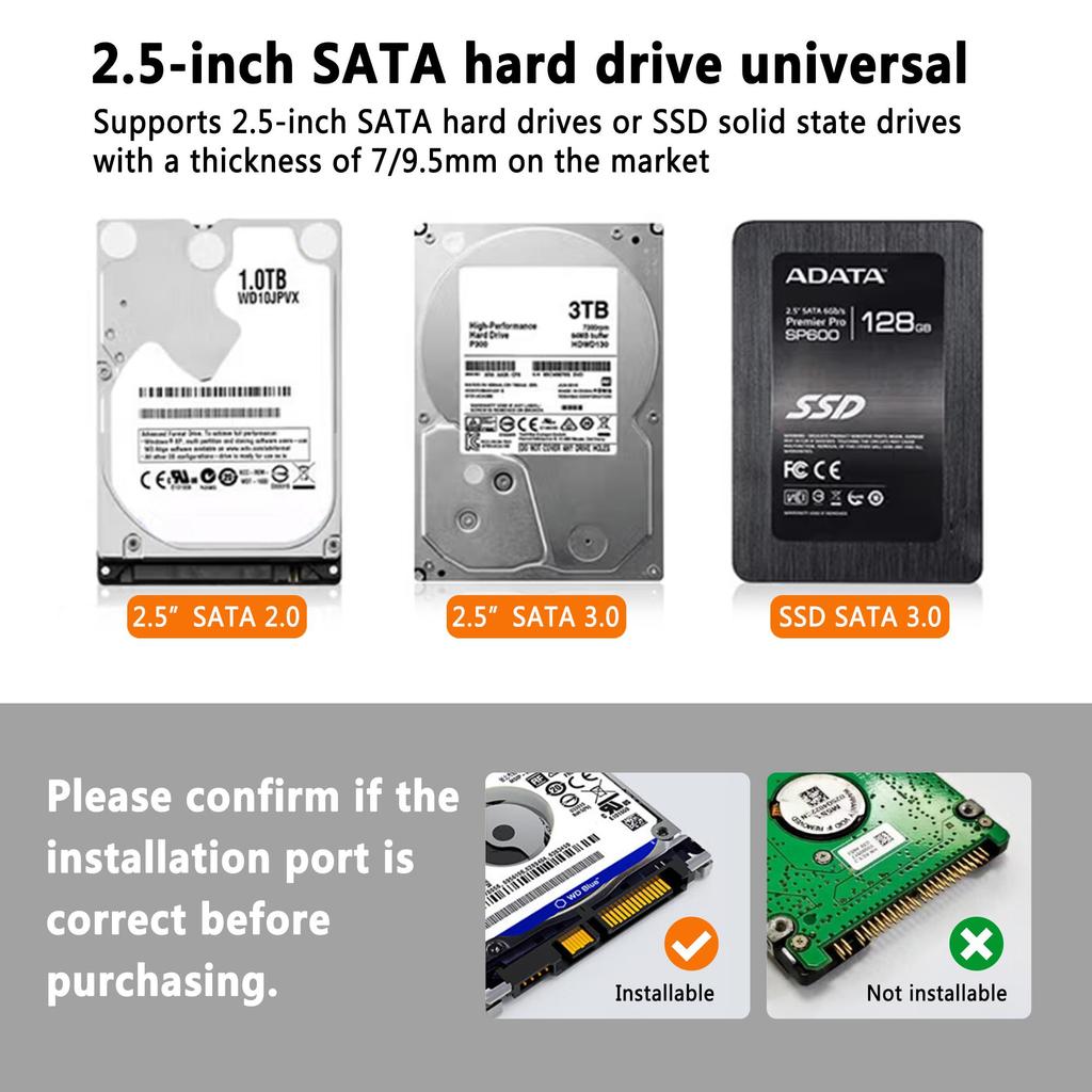 2.5" SATA HDD SSD Enclosure With 5Gbps Transfer Speed USB3.1 Hard Drive Case for SSD USB 2.0 3.0 External Storage Mobile Adapter