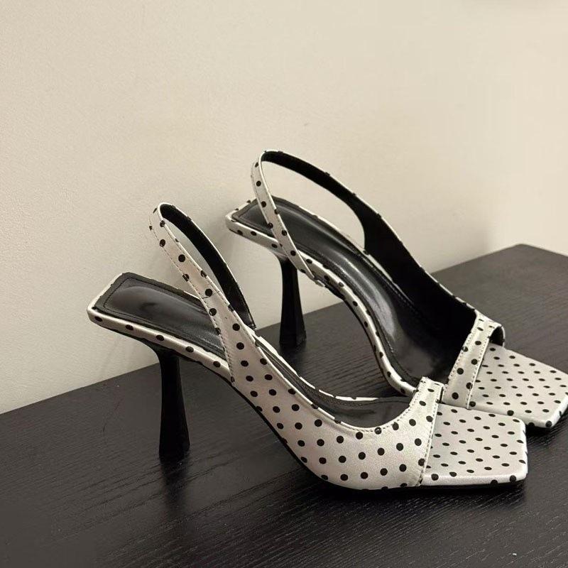 French Temperament Open-toed Sandals Women's Head Simple Word with Skirt Stiletto Empty High Heels