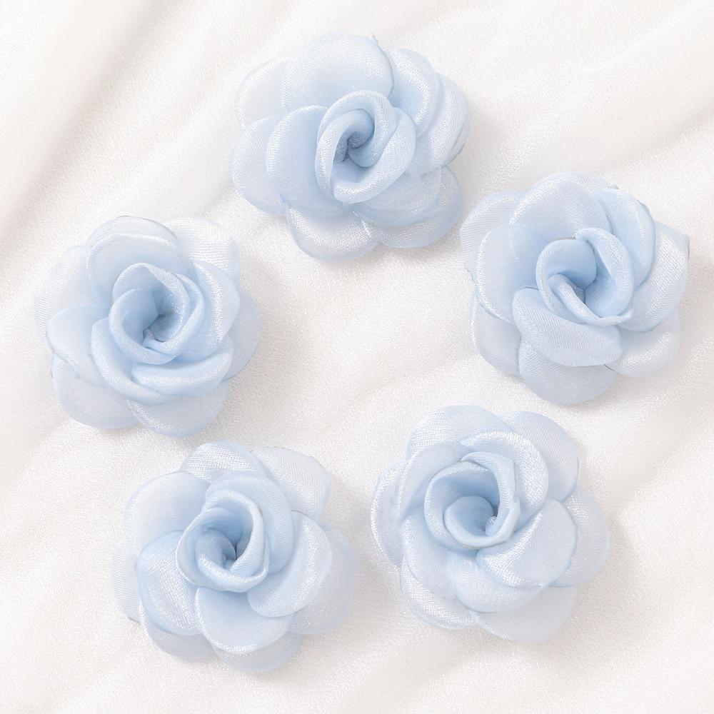 3/5Pcs 5cm White Camellia Rose Chiffon Fabric Flower for Home Room Wedding Invitation Artificial Flowers for Dress Decoration