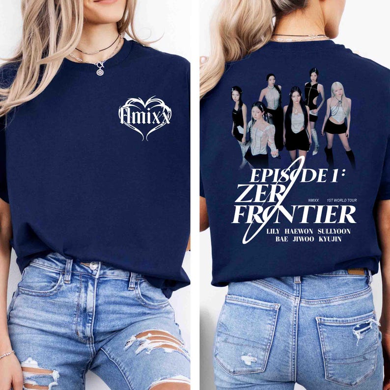 

2026 Nmixx Episode 1 Zero Frontier World Tour Shirt, Nmixx Blue Valentine Album Shirt, Nmixx Kpop Group Shirt, Nmixx Member Shirt, Kpop Shirt S бежевий