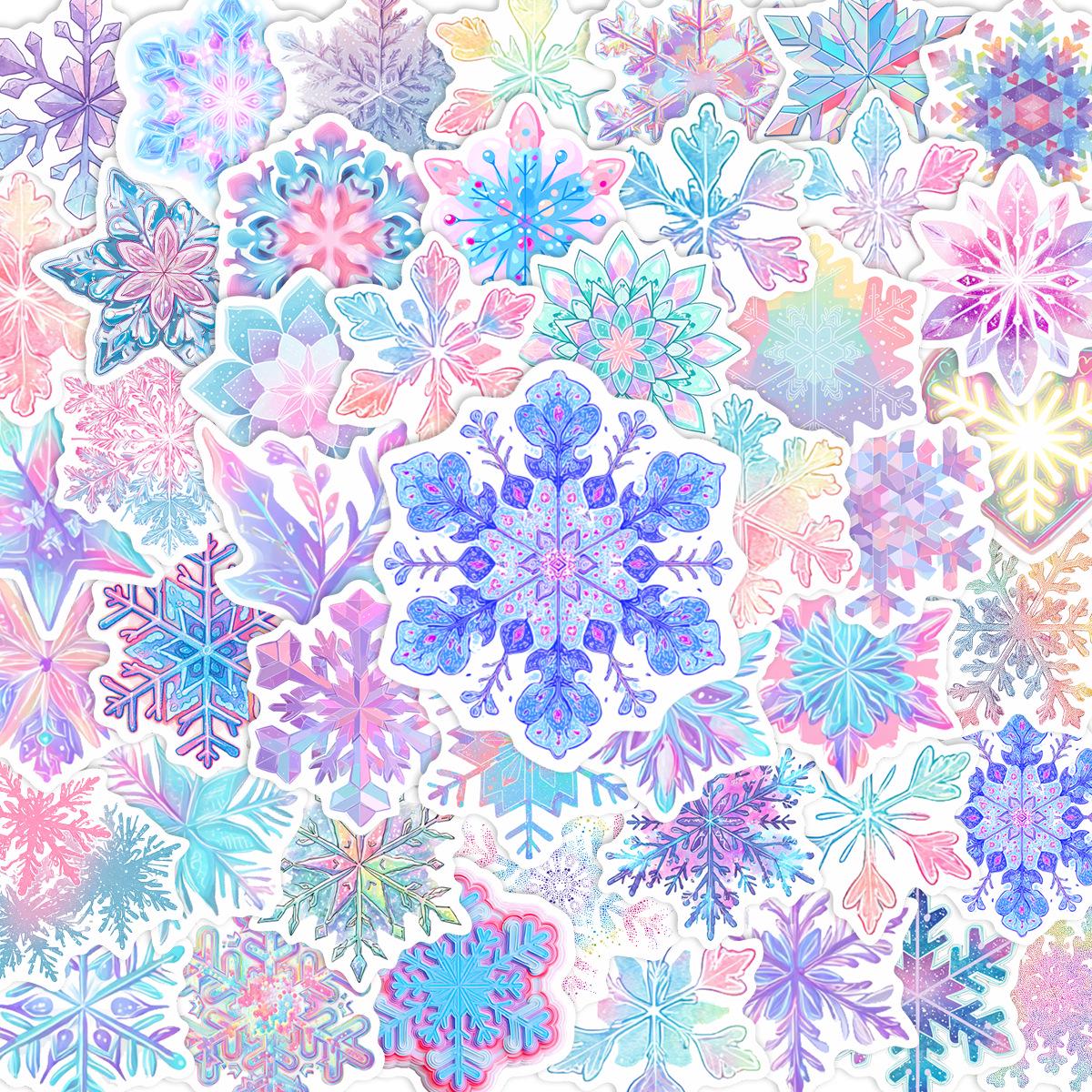 

52pcs Removable Christmas Snowflake Window Stickers - Waterproof Glass, Cabinet & Door Decorations None