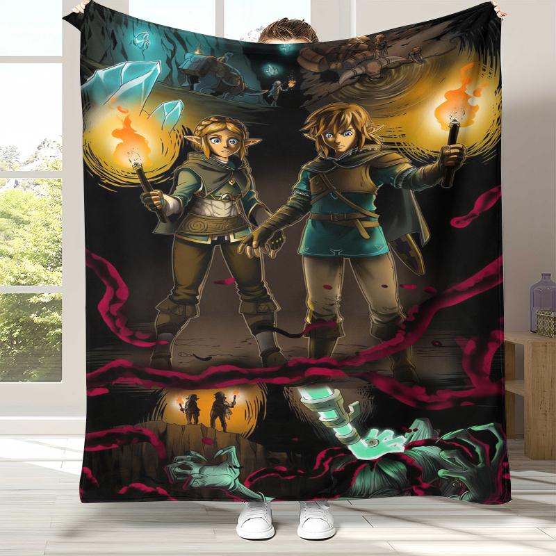 Retro Z-Zelda Cartoon Link Spiele Flanelldecke, Ultra Weiche Warme Plüschdecke für Zuhause Schlafzimmer Bett Sofa Abdeckung Camping Picknick Kind
