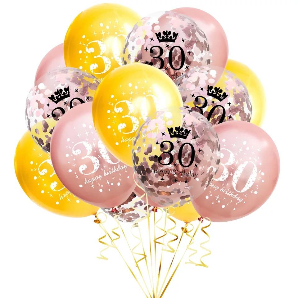 15pcs Birthday Inflatable Confetti Number Balloons 18 21 30 40 50 60 70 Year Party Decoration Adult Digit Helium Birthday Balons