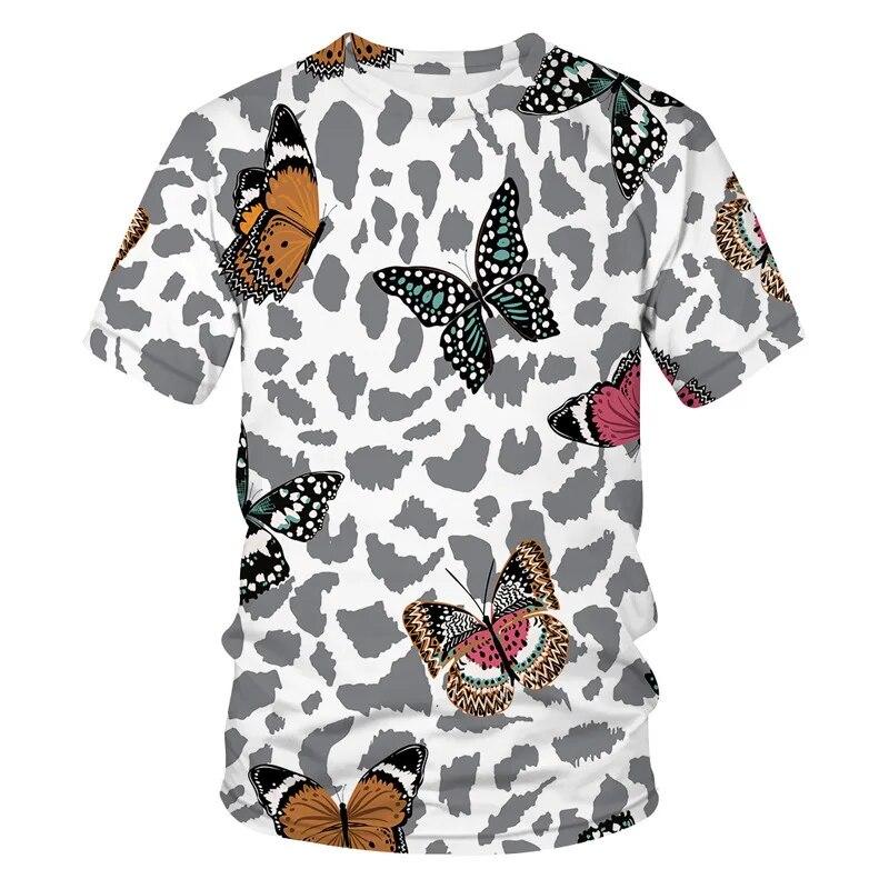 

Летняя повседневная футболка для мужчин и женщин, футболки с короткими рукавами и 3D-принтом бабочки Y2k, модная уличная одежда с круглым вырезом, футболка большого размера, топы 6XL