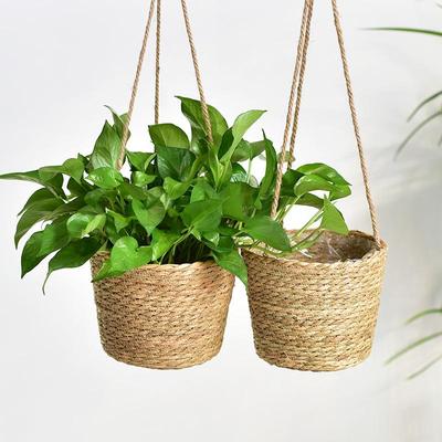 Gewebter hängender Blumentopf für Grünpflanzen und Orchideen – Rattankorb, Heimdekoration