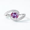 Elegant S925 Sterling Silver Alexandrite Ring with Full Pave Design