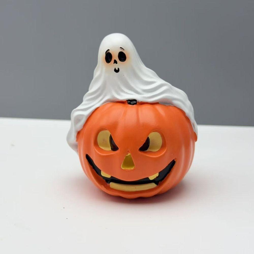 Spooky Pumpkin Halloween Ghost Statue Creative Holding Pumpkin Ghost  Holiday Party Ornament