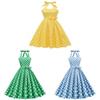 Vintage Polka Dot Cotton Dress With Tie Back And Offshoulder Design For Women