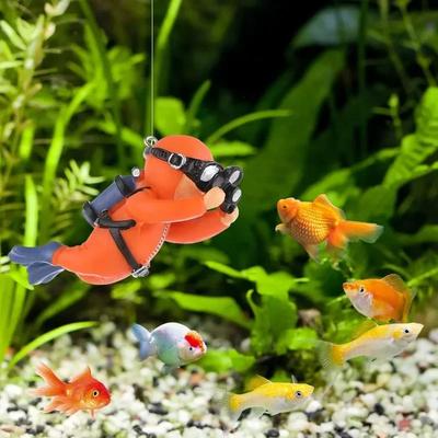 Cute Mini Aquarium Decoration Diver Figures Fish Tank Aquarium Ornaments Fish Tank Floating Ornaments