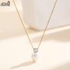 EFFIE QUEEN Stainless Steel 18k Gold Oval Pearl and Zirconia Pendant Necklace Simple Jewelry for Women Banquet Party Gift STPN03