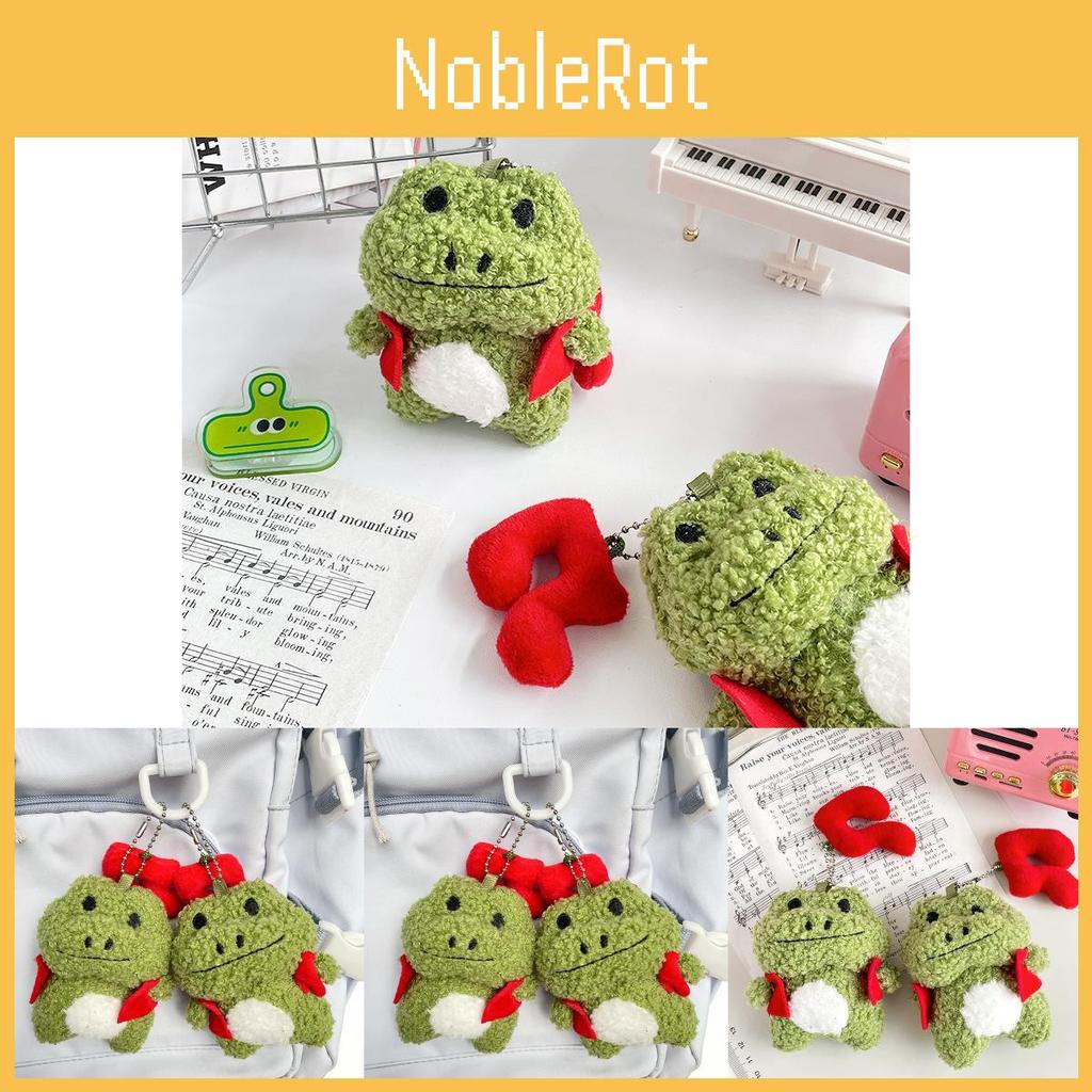Cute Green Frog Plush Keychain Soft Pp Cotton Filling Toy Car Decoration 9.5cm