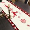 Christmas Tablecloth Santa Claus Snowflake Elk Red Pattern Linen Table Runner Reusable Merry Christmas Decoration Home Decor