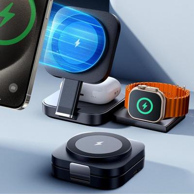 Faltbares 3-in-1 magnetisches kabelloses Laden für Apple Magsafe Ladeständer für iPhone 15 Pro 14 13 12 iWatch Airpods 2 3 Ladegerät