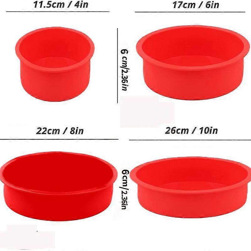 Silicone Cake Mold, Round Silicone Cake Molds, Four-Piece Set of Layer Cake Baking Molds, Leak-Proof Non-Stick Pastry Cake Molds, Children's Cake Mold