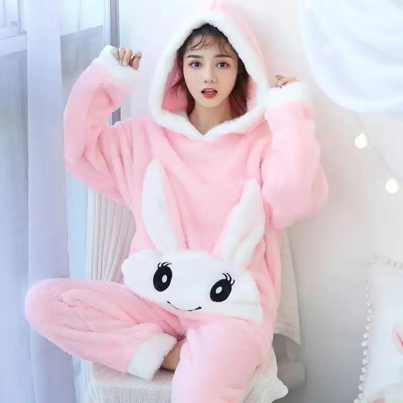 Winter Thick Warm Flannel Pajamas Sets for Women Sleepwear Home Clothing Pajama Home Wear Pyjamas Set