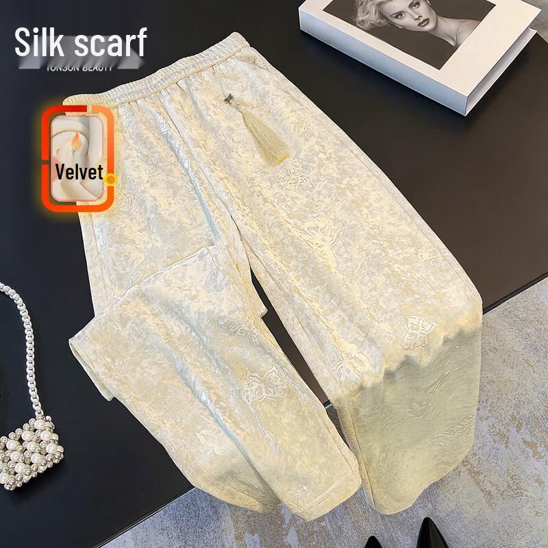 

Women s 2025 Autumn New Chinese Style Plush Loose Casual Pants L