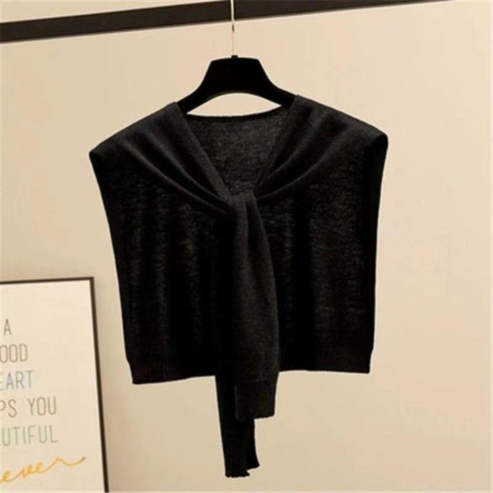 Lightweight Knitted Shawl Thin Warm Shoulder Wrap Shoulder Protection Scarf  Office Wear