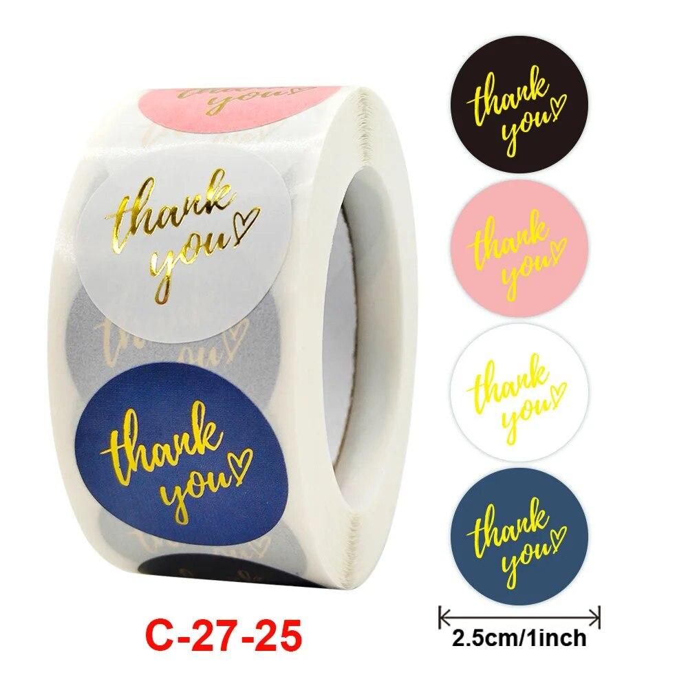 500Pcs 1inch Thank You Stickers For Envelope Sealing Labels Stationery Supplies Handmade Wedding Gift Decoration Sticker New