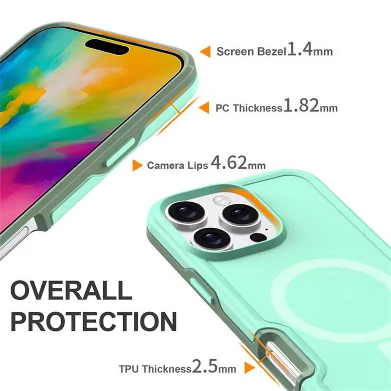 Dual Layer Protect Armour Phone Case for IPhone 16 15 14 13 12 11 Pro Max Plus Samsung S24 Ultra for Magsafe Magnetic Wireless Charge Shockproof Cover