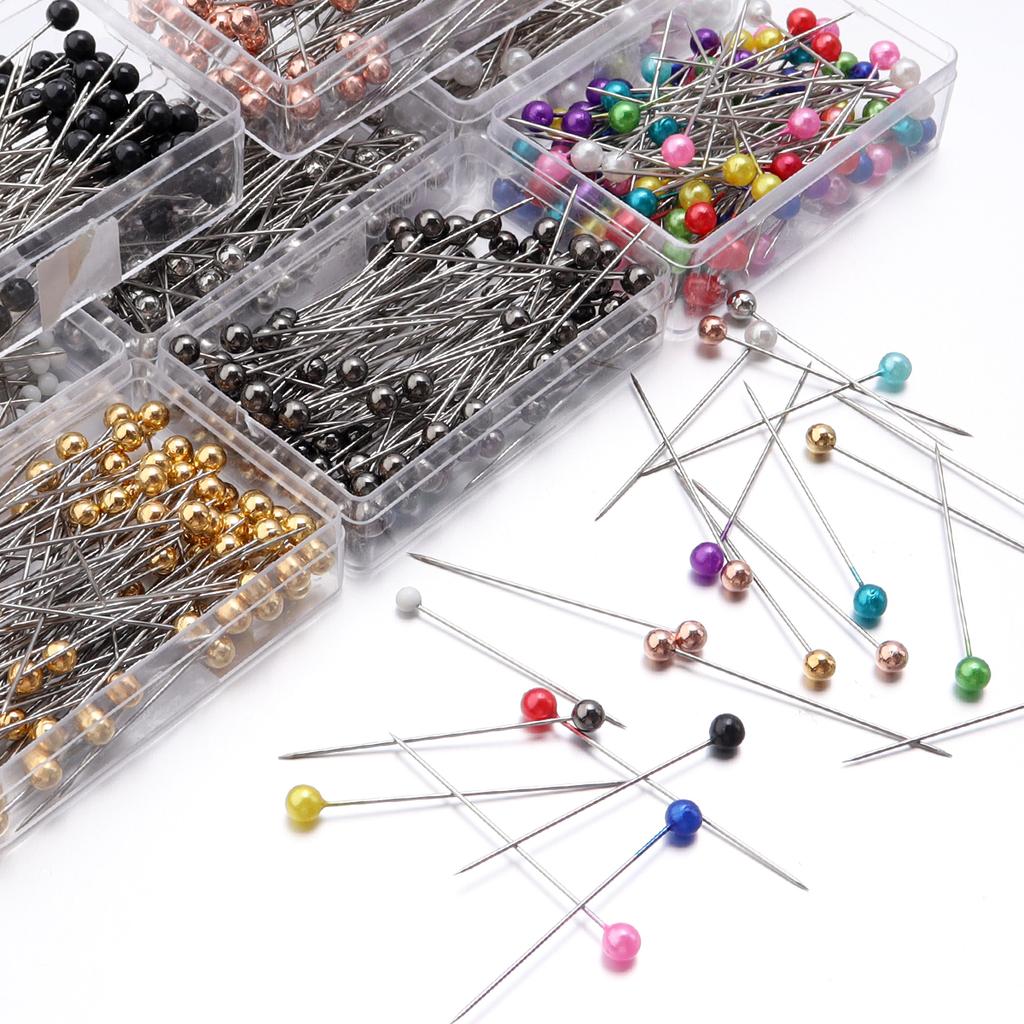 100Pcs Color Ball Head Pins Stainless Steel Pearl Big Head Sewing Pins for Clothing Positioning Supplies Sewing Supplies Tools