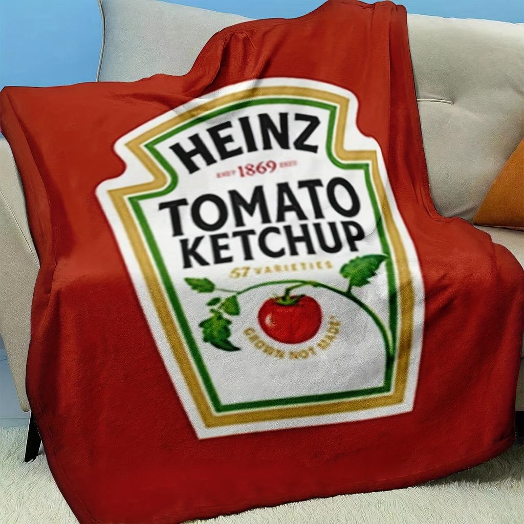 Tomato sauce-themed pattern Flannel printed blanket suitable for all seasons suitable for living room office sofa and travel
