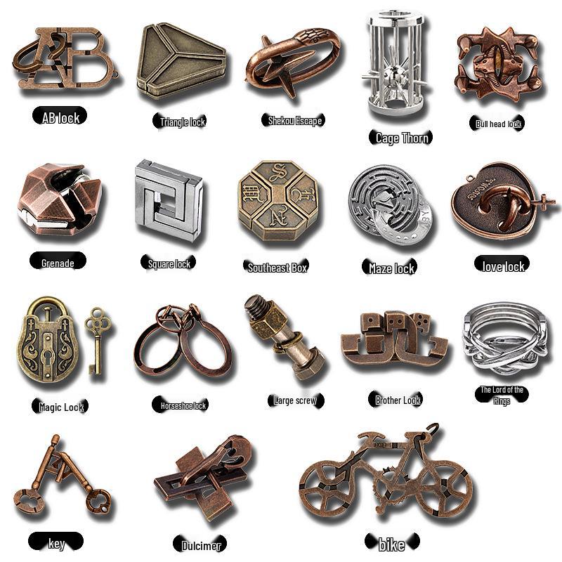 Children's Educational Metal Puzzle Set: Luban Lock, Nine Rings, and Kongming Lock Disentanglement Toys