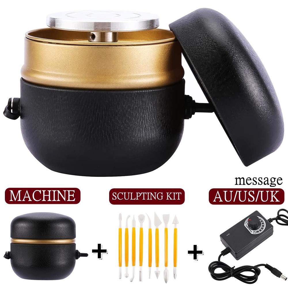 Electric Pottery Wheel Machine with Turntable+Sculpting Kit, DIY Clay Tools Mini Pottery Forming Machine for Arts Crafts Ceramic