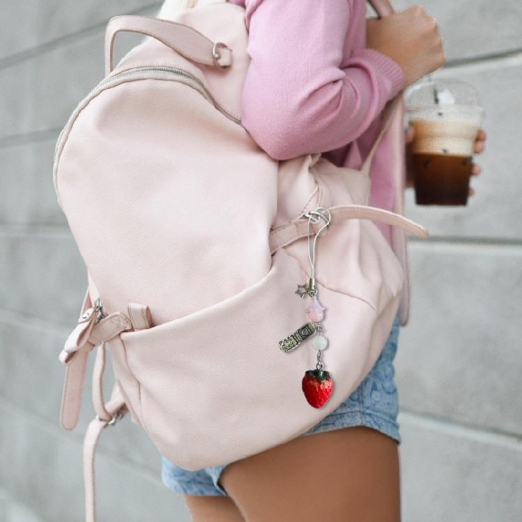 Lovely Strawberry Keychain Fruit Shapes Phone Charm Detachable Phone Lanyard