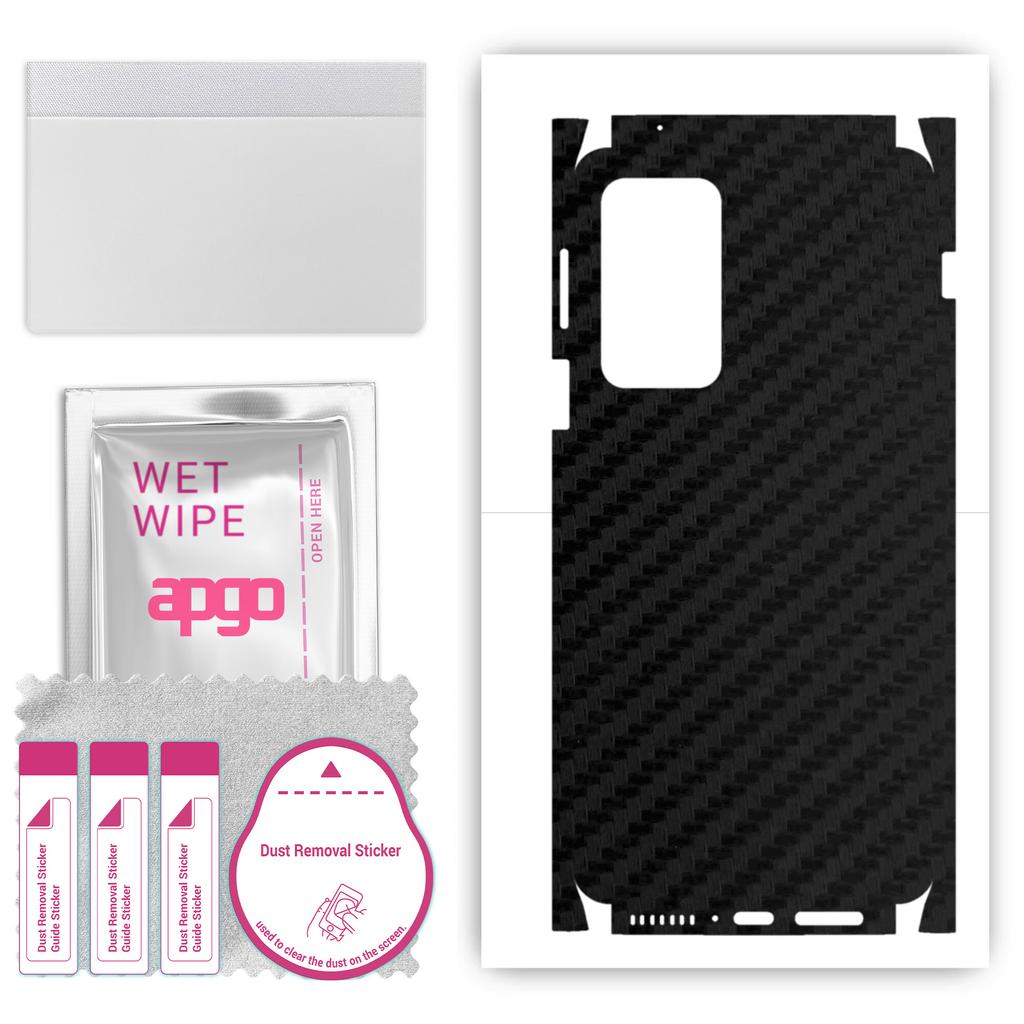 apgo Protective Skin Sticker for the back+sides compatible with Motorola Edge 20 Pro, Full Wrap Film, Foil, Vinyl - Pattern Carbon Black
