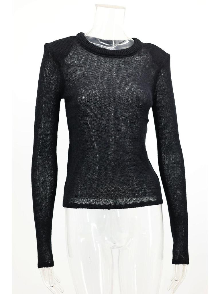 Autumn/Winter Solid Color Women's Hollow Knit Sweater - Casual Long-Sleeved Top