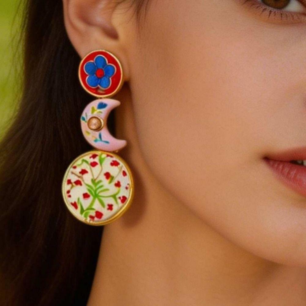 Flower Geometric Stud Earrings Charm Bohemian Dangle Earring Holiday
