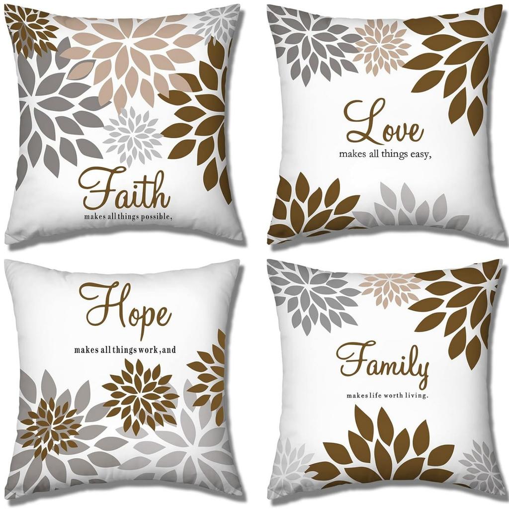 4*45cm Throw Pillow Cover Set Of 4 Pieces. Geometric Art Single-sided Print. Hidden Zipper Design. Suitable For Sofa, Bedroom And Home Decoration.