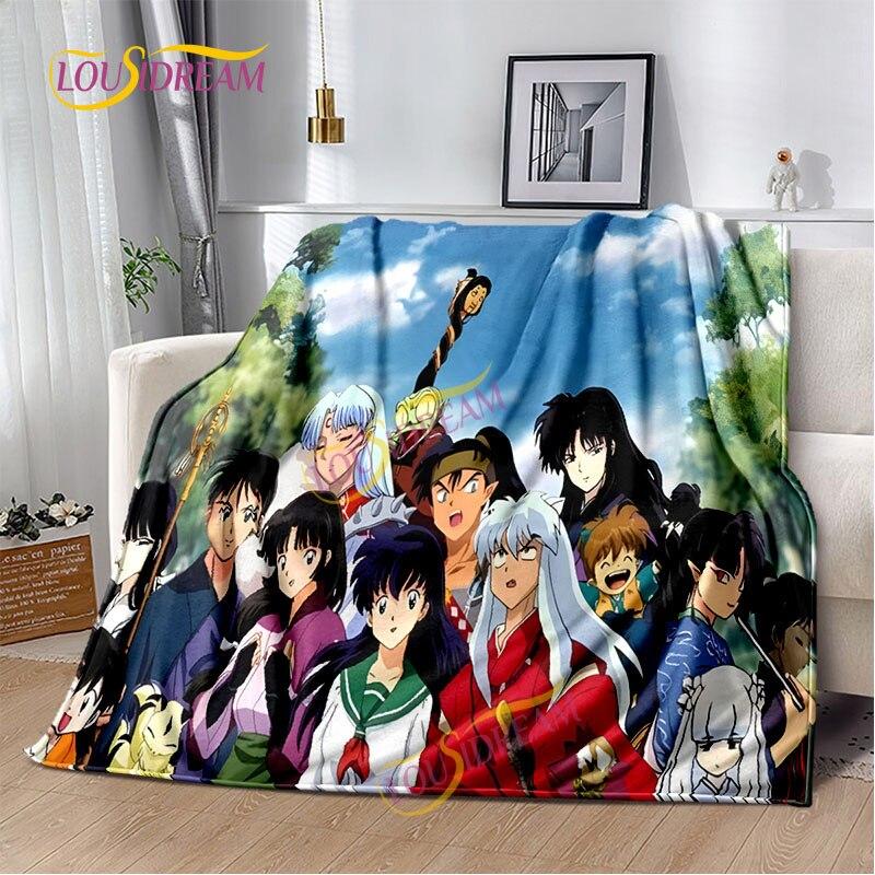 Inuyasha battaniyesi sıcak rahat çocuk battaniyesi karikatür pazen çarşaf kanepe örtüsü yürüyüş yetişkin ofis öğle yemeği molası battaniyesi.