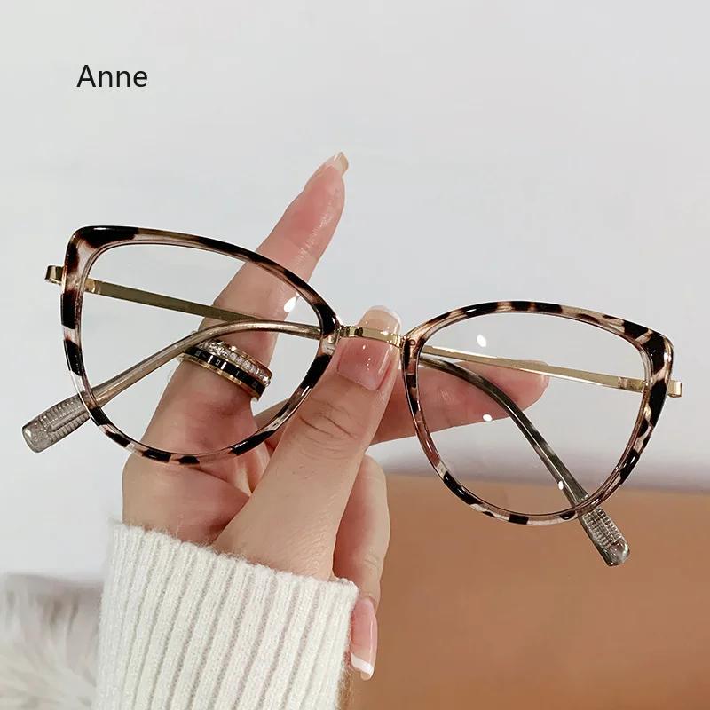 

New Cat Eye Glasses Frame Women s Fashion Matte Print Eyeglass Frame Metal Anti Blue light Glasses Computer Goggles