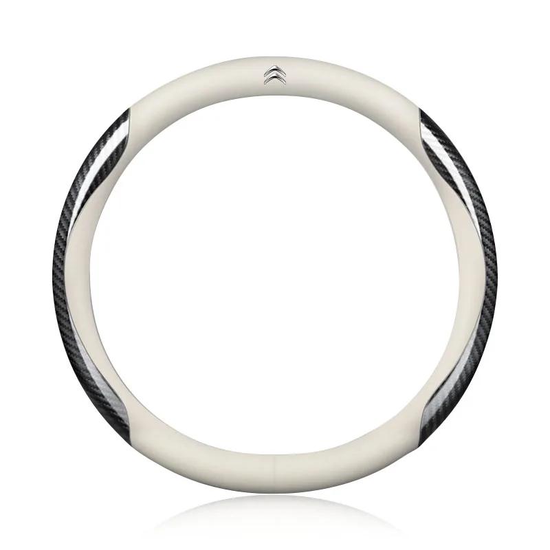 Leather Carbon Fiber Car Steering Wheel Cover Car Accessories For Citroen C1 C2 C3 C4 C5 C6 C8 C4L DS3 DS4 LS DS6 Grand Picasso aog123