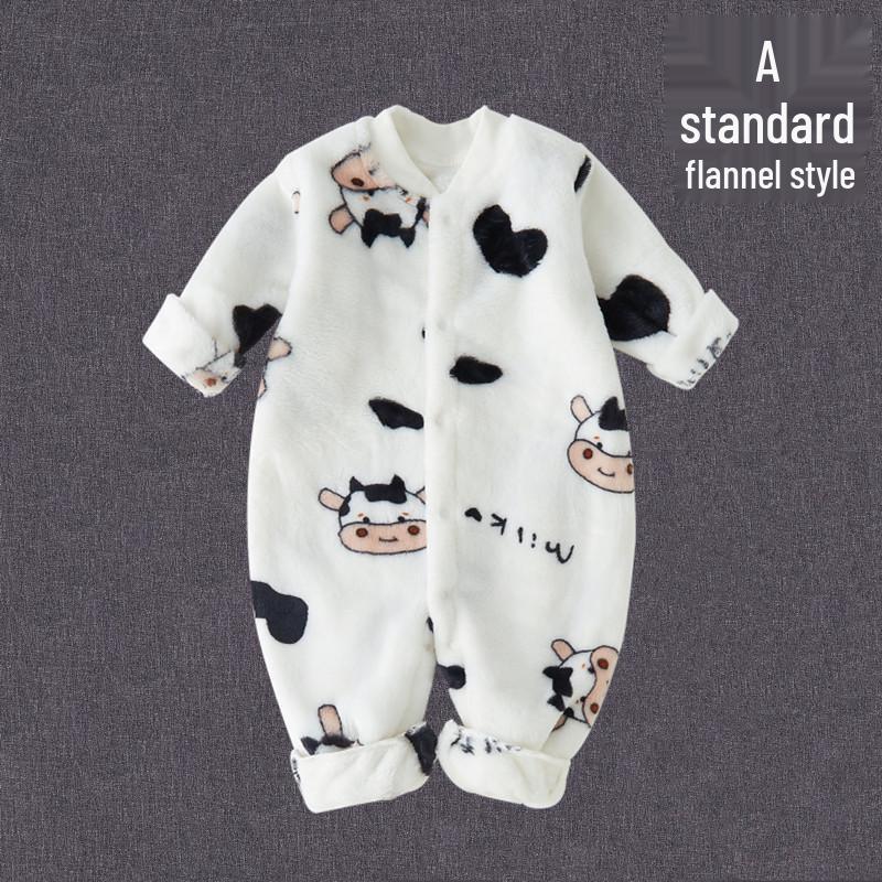 Coral Fleece Flannel Romper: Thick Velvet Homewear for Babies - Autumn/Winter